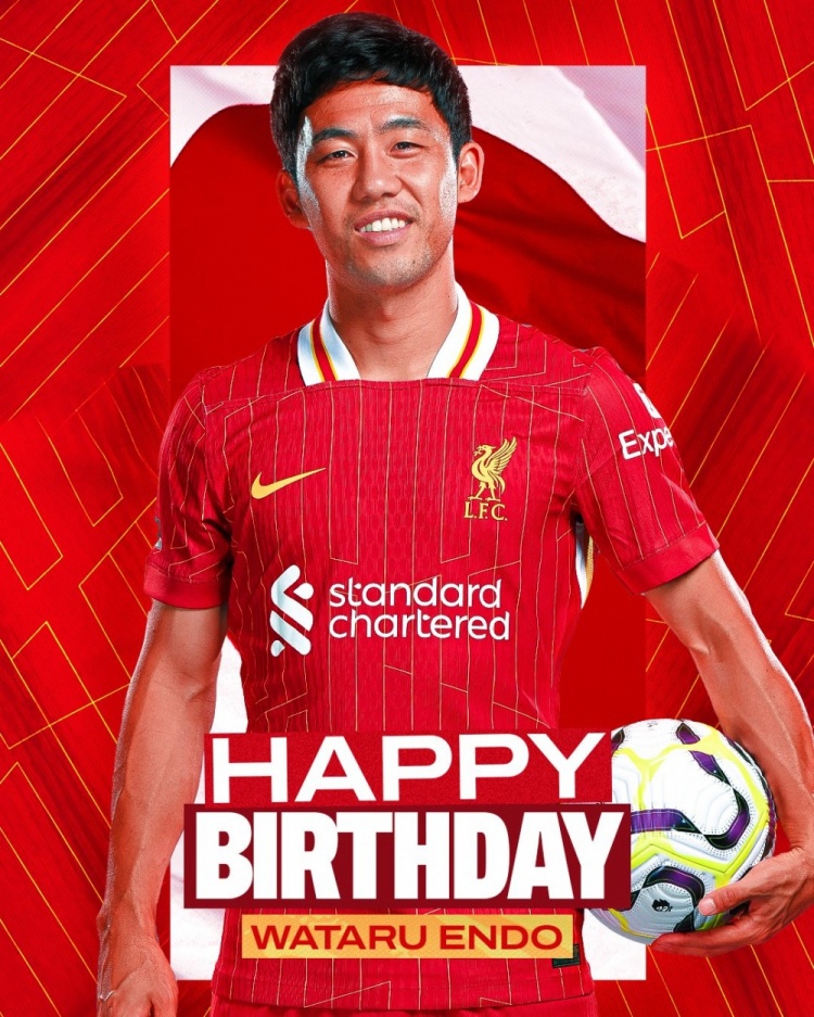  利物浦祝遠(yuǎn)藤航32歲生日快樂，球員加盟紅軍至今出戰(zhàn)62場比賽
