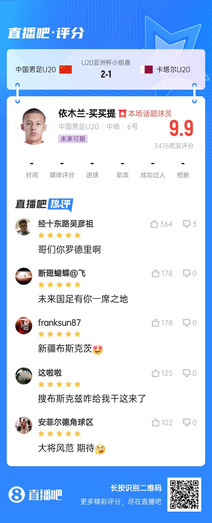  依木蘭+陳澤仕泰山中場連線！19歲依木蘭獲封：新疆布斯克茨！