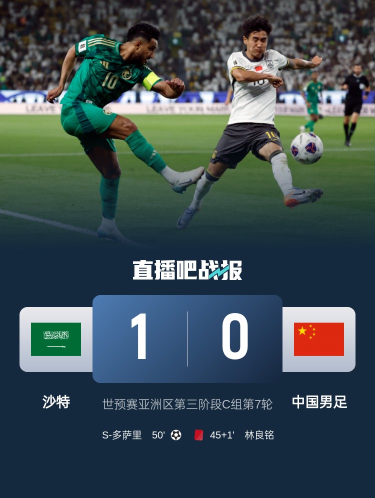  1-0小勝國(guó)足終結(jié)沙特在18強(qiáng)賽191天的進(jìn)球荒，上次進(jìn)球也是戰(zhàn)國(guó)足