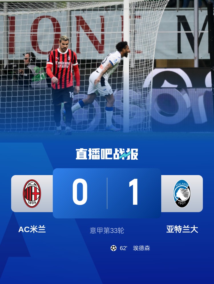  米蘭雙雄本輪均0-1輸球，周中意杯半決賽次回合再對決